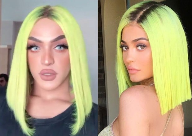 Pabllo Vittar surge a lá Kylie Jenner com peruca verde neon (Foto: Reprodução/Instagram)