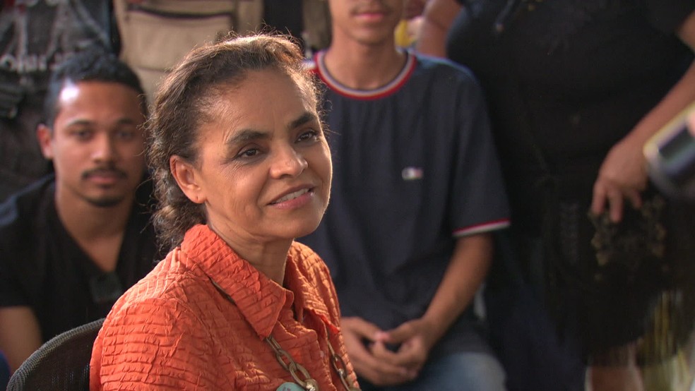 Marina Silva durante compromisso de campanha em São Gonçalo (RJ) (Foto: Reprodução/TV Globo)