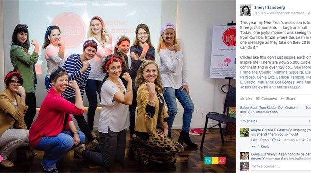 Sheryl Sandberg postou uma foto do grupo de mulheres de Curitiba (Foto: Reprodução Facebook)