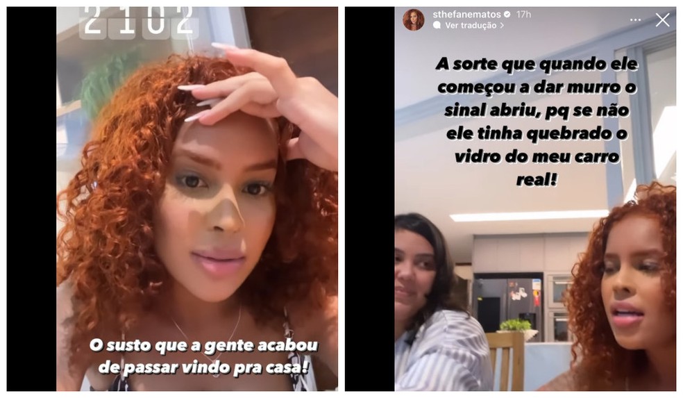 Influenciadora Sthe Matos revela susto com homem que deu murros em seu carro — Foto: Arte g1