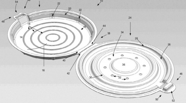 Desenho da patente da caixa de pizza da Apple mostra oito furos na parte superior (Foto: Reprodução)