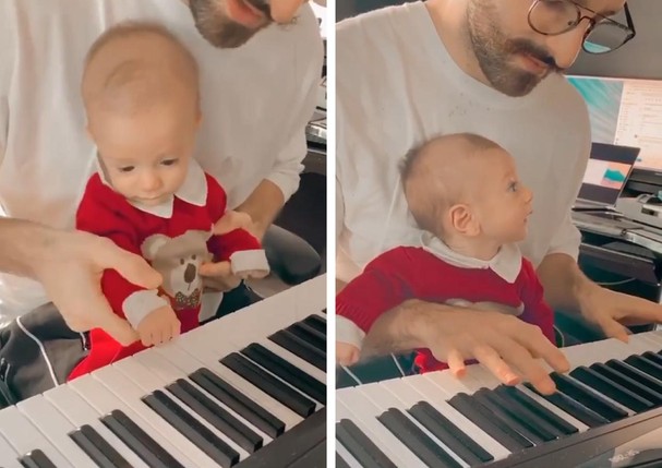 Ravi encanta em vídeos 'tocando piano' com  Alok (Foto: Reprodução/Instagram)