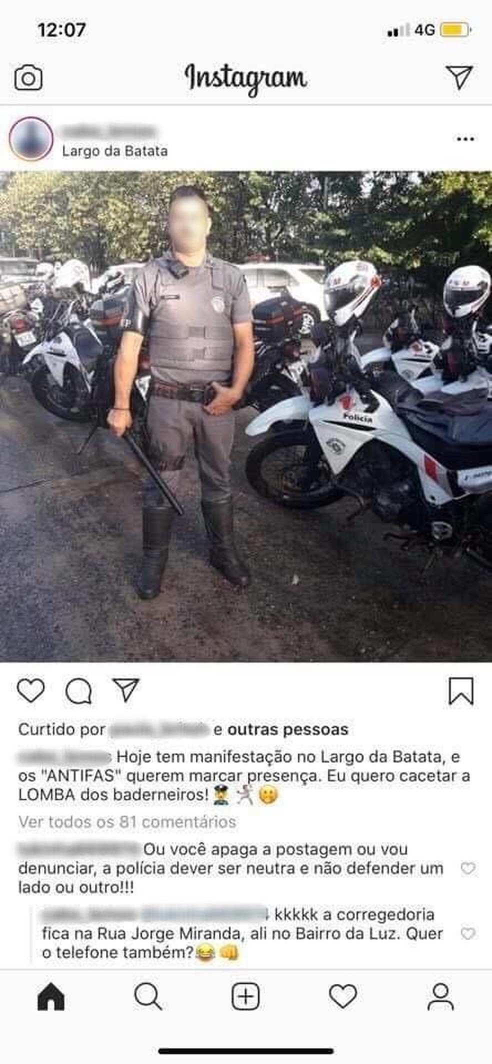 Pm E Afastado Apos Publicar Em Rede Social Que Agrediria Manifestantes Contrarios A Bolsonaro Em Sp Sao Paulo G1