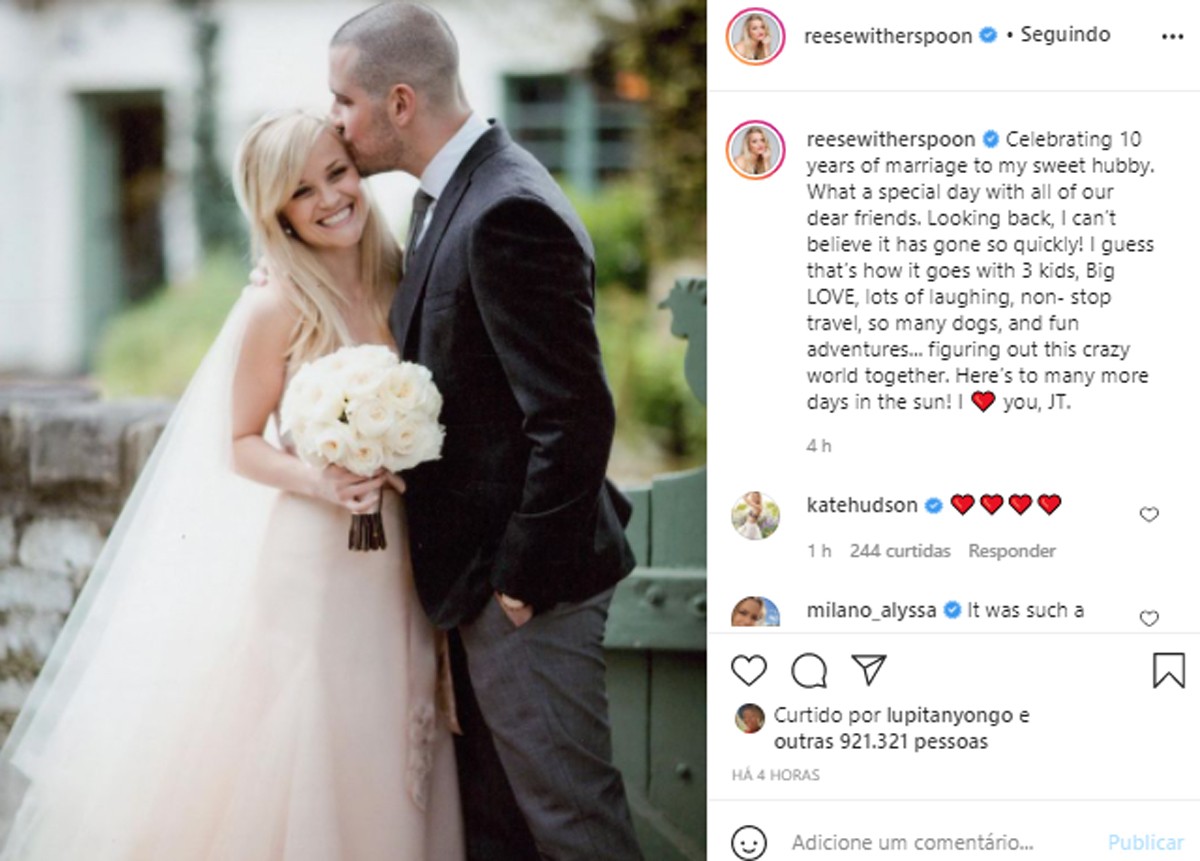 Reese Witherspoon e Jim Toth se casaram em 2011 (Foto: Reprodução/Instagram)