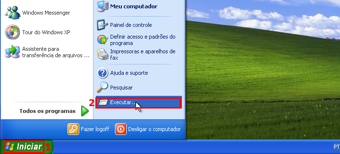 Acessando a opção Executar no menu Iniciar do Windows XP (Foto: reprodução/Edivaldo Brito)