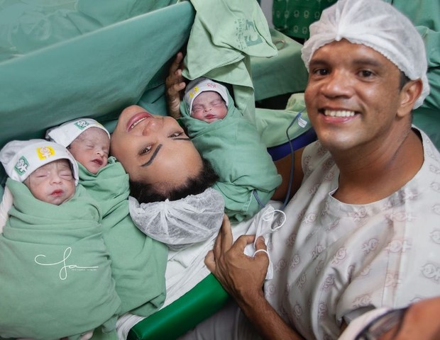 Trigêmeos nasceram prematuros (Foto: Arquivo Pessoal )