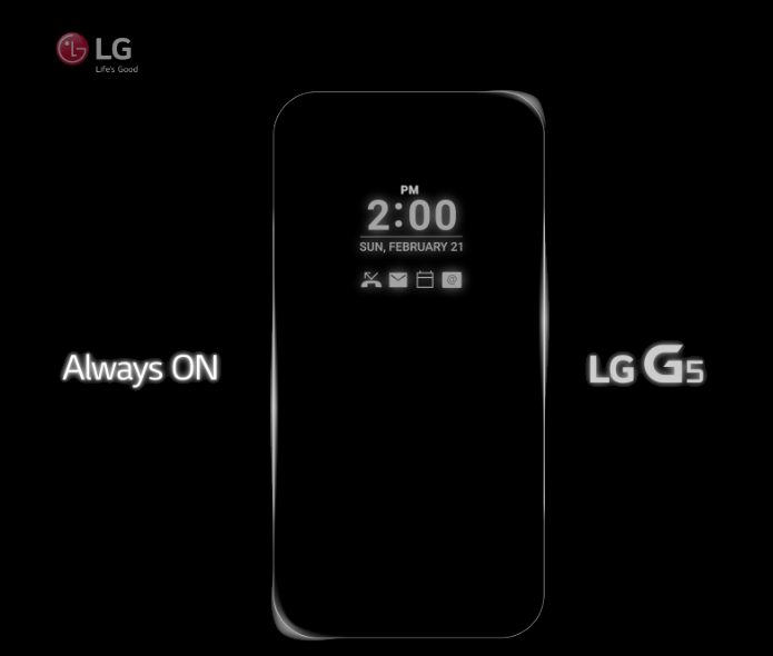 Imagem da LG mostra tela do G5 que nunca desliga (Foto: Reprodução/LG)