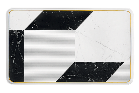 Bandeja Carrara (2016), de porcelana, 41,9 x 25,2 cm, design Coline Le Corre, da Vista Alegre, R$ 449 