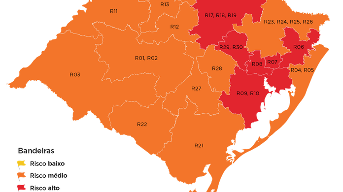 Mapa Do Distanciamento Controlado Tem Seis Regioes Com Bandeira Vermelha No Rs Rio Grande Do Sul G1
