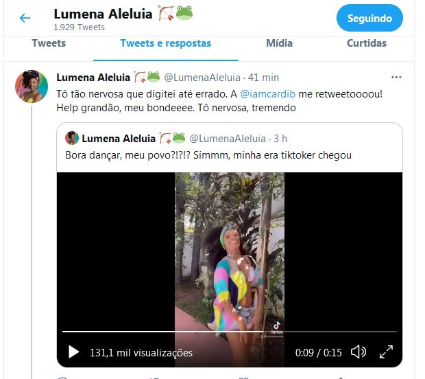 Tweet de Lumena (Foto: Reprodução/Instagram)