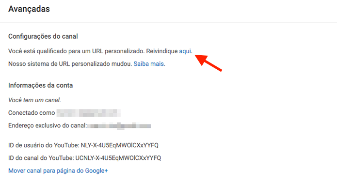 Acessando a página de reivindicação de URL personalizada para um canal do YouTube (Foto: Reprodução/Marvin Costa)