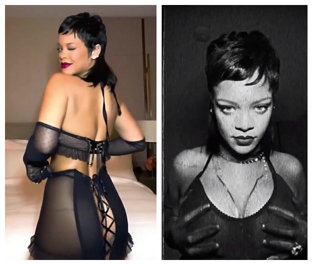 A cantora Rihanna no vídeo em que dança de lingerie mostrando seus novos mullets (Foto: Instagram)