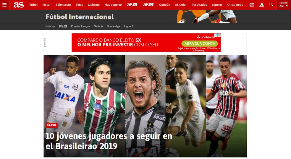 Jornal destaca jovens de destaque do Campeonato Brasileiro â€” Foto: ReproduÃ§Ã£o