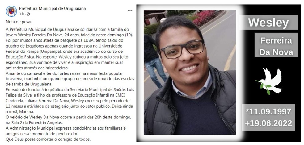 Nota da Prefeitura de Uruguaiana — Foto: Reprodução/Facebook