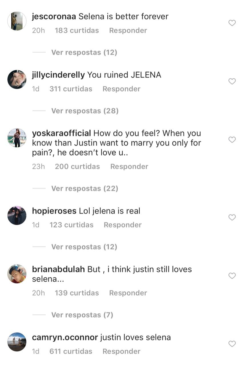 Hailey Baldwin está noiva de Justin Bieber, mas fãs de Selena Gomez não perdoam (Foto: reprodução/Instagram)