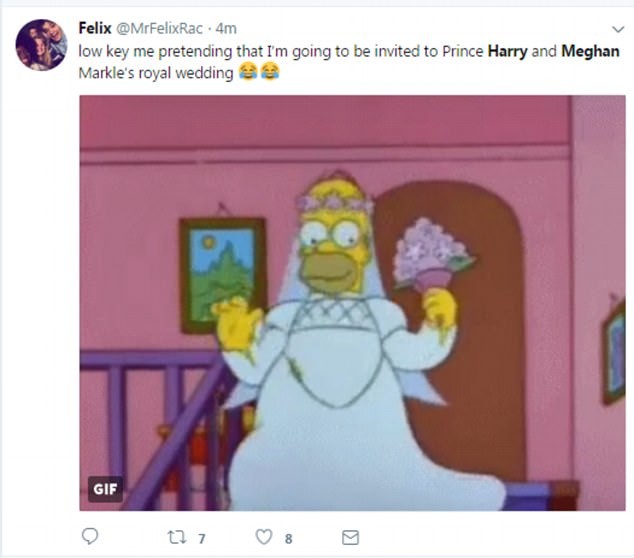 Meme com Homer Simpson relacionado ao casamento do Príncipe Harry (Foto: Reprodução/Twitter)