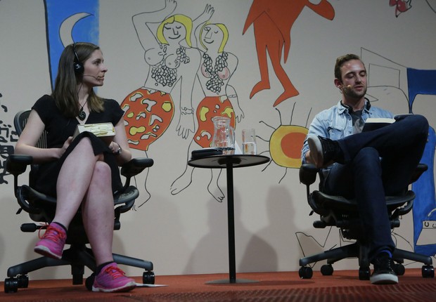 Eleanor Catton e Joël Dicker, na Flip 2014 (Foto: Felipe Hanower / Agência O Globo)