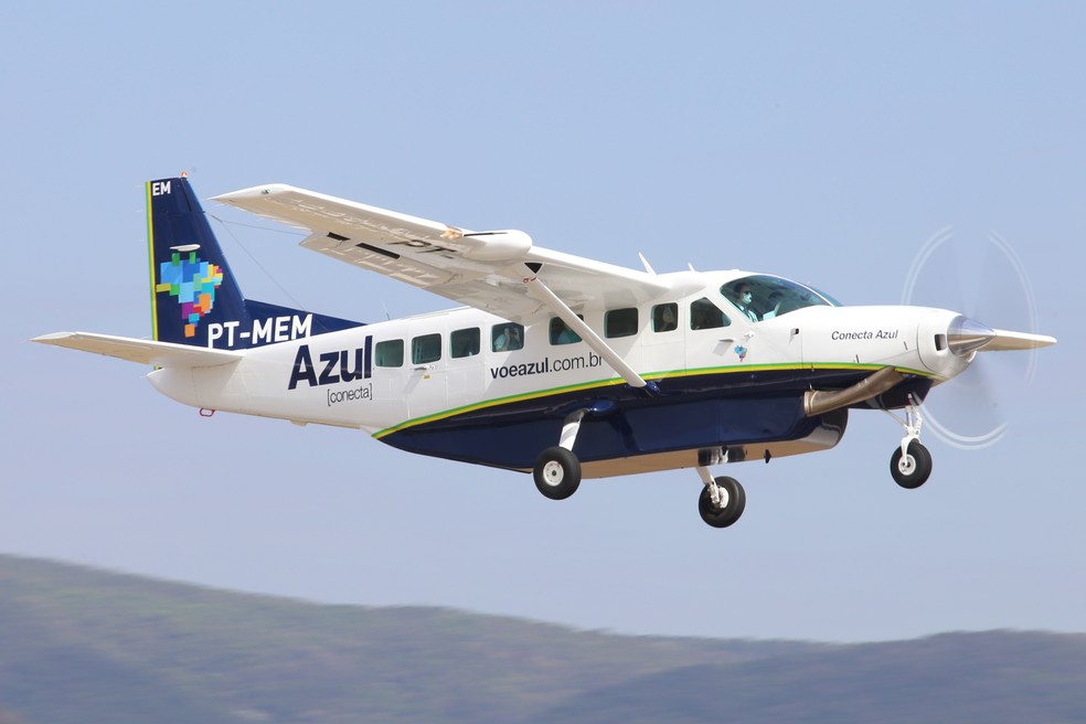 Voos da Azul de quatro cidades cearenses vão ser feitos pelo Cessna Grand Caravan, com capacidade para 9 pessoas. — Foto: Luis Alberto Neves/Divulgação