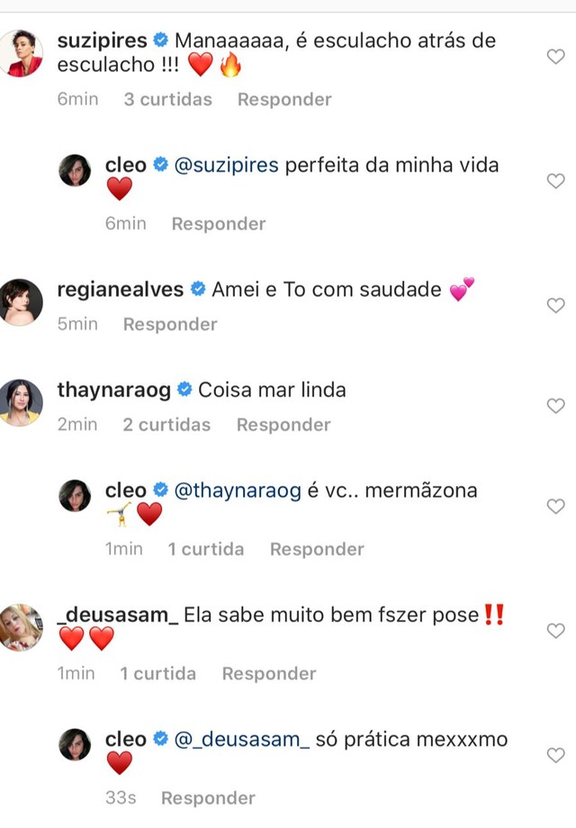 Cleo recebe comentários em fotos p&b (Foto: Reprodução/Instagram)