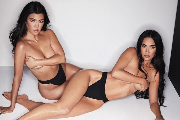 Kourtney Kardashian e Megan Fox em ensaio para a SKIMS, marca de Kim Kardashian (Foto: Reprodução / Instagram)