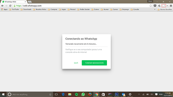 WhatsApp Web pode voltar a funcionar no Brasil com VPN (Foto: Reprodução/Elson de Souza)