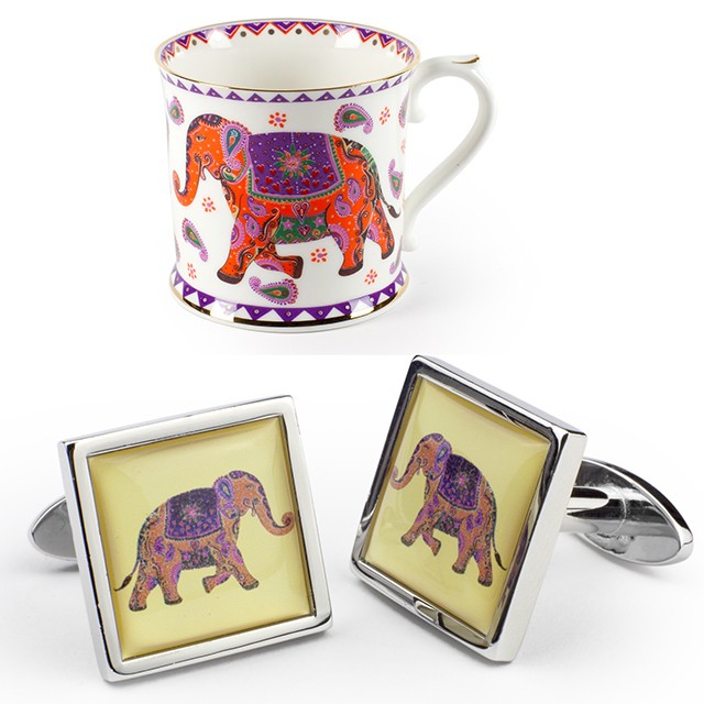 A bone china Tara Elephant tankard (£21.95) and cufflinks (£34.95) (Foto: HIGHGROVE. PROCEEDS FROM THE HIGHGROVE COLLECTION ARE DISTRIBUTED AMONG BENEFICIARIES OF THE PRINCE OF WALES CHARITABLE FOUNDATION)