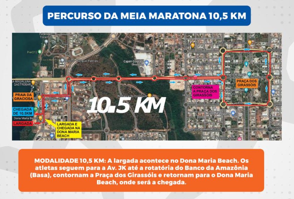 Prova de 10,5 km da Meia Maratona de Palmas — Foto: Divulgação