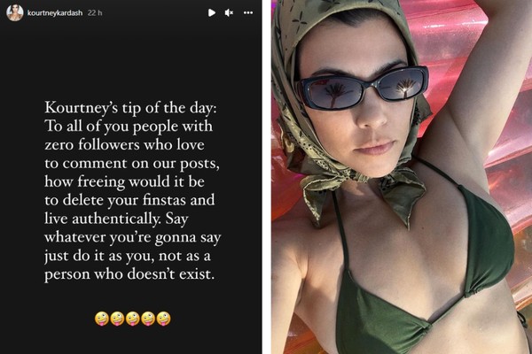 Kourtney Kardashian lança desafio aos haters (Foto: Reprodução/Instagram)