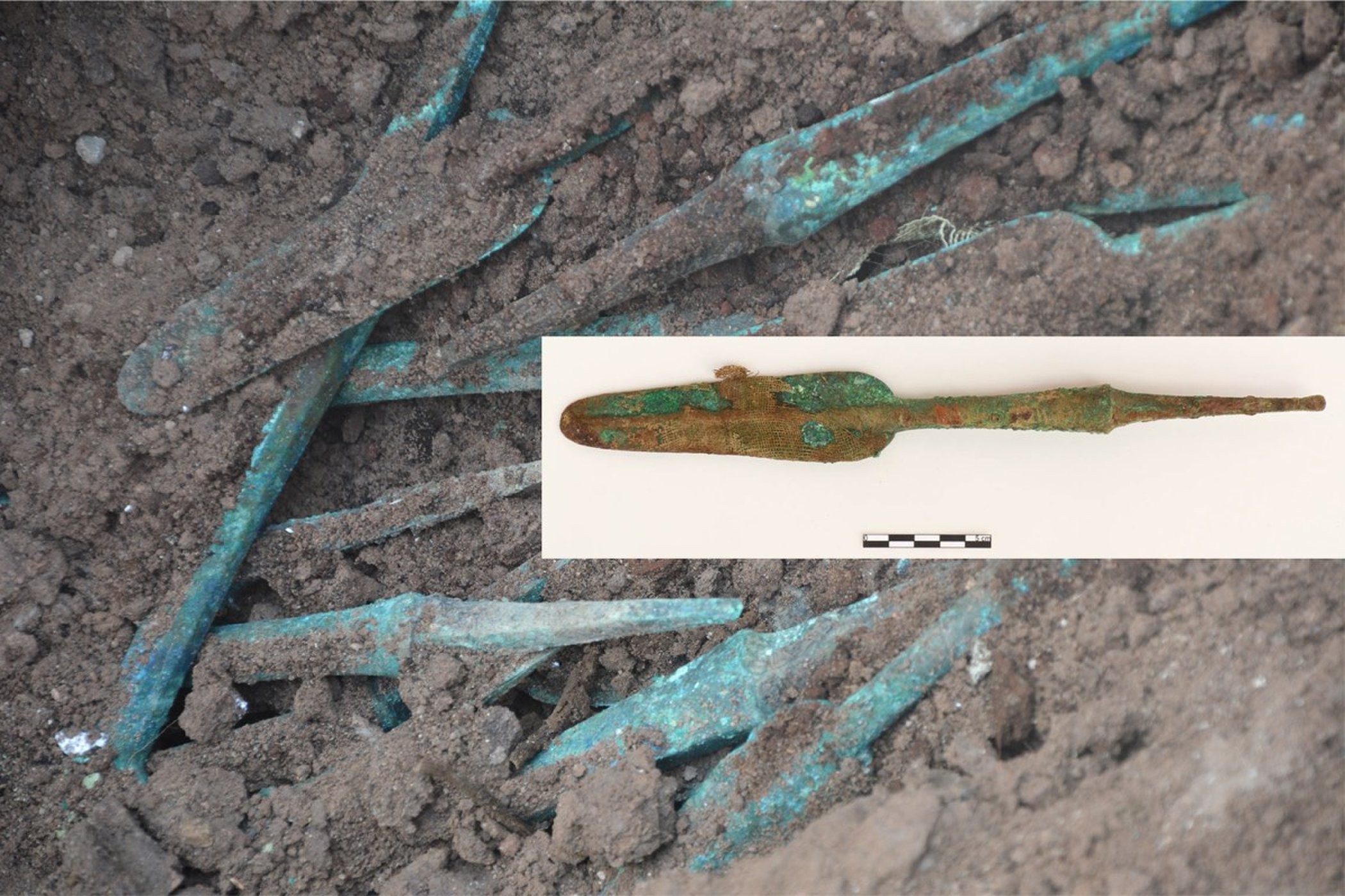 Pontas de lança feitas de bronze encontradas no sítio de Basur Höyük (Foto: Photograph by permission of the Basur Höyük Research Project; Antiquity 2018)