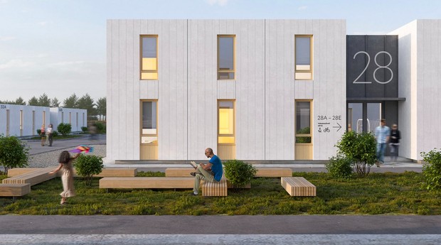 Escritório de arquitetura desenvolve vila modular para até 8 mil refugiados da guerra na Ucrânia (Foto: Divulgação Balbek Bureau)