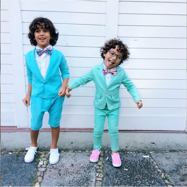 Que  tal vestir os pajens com looks coloridos e modernos? Os pequenos acima foram os do casamento de Whindersson Nunes e Luisa Sonza (Foto: Reprodução/Instagram)