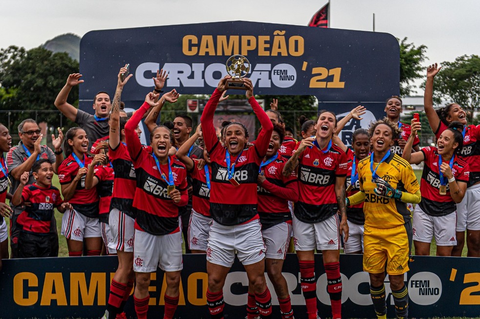 Flamengo é campeão Carioca 2021 de futebol feminino — Foto: Paula Reis / CRF