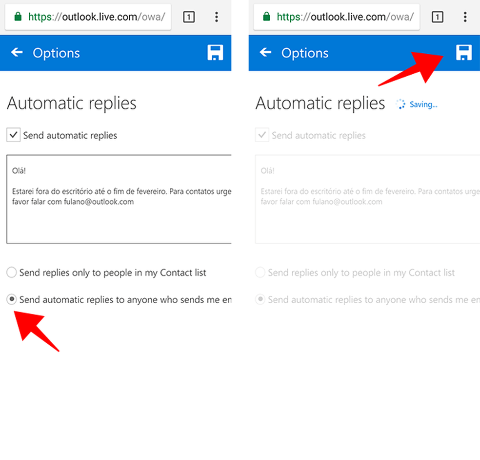 Escreva a mensagem automática no Outlook e salve para iniciar (Foto: Reprodução/Paulo Alves)