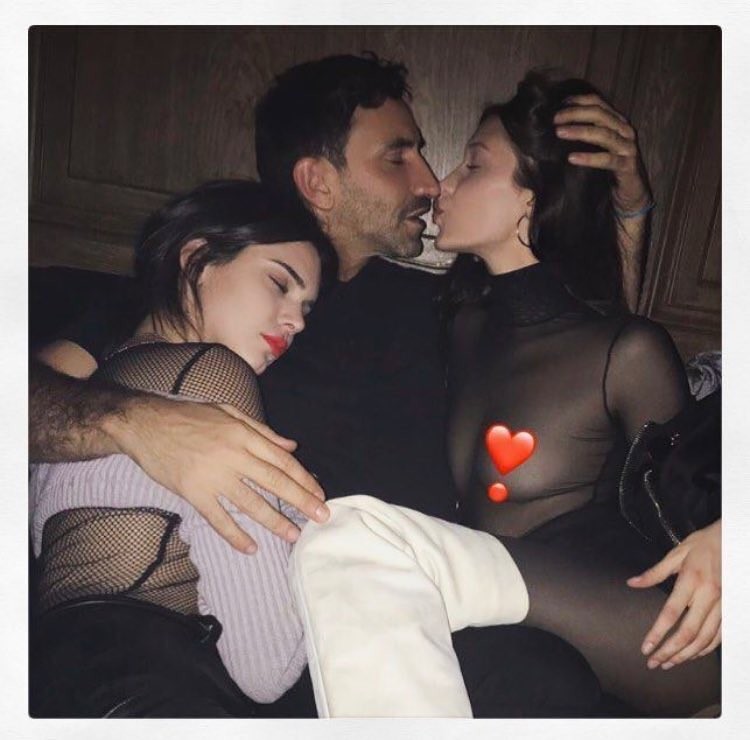 Kendall Jenner, Riccardo Tisci e Bella Hadid (Foto: Instagram/Reprodução)