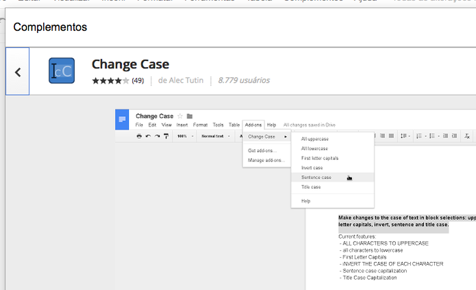 Instale Change Case e adicione a conversão de letras no Google Docs (Foto: Divulgação) (Foto: Instale Change Case e adicione a conversão de letras no Google Docs (Foto: Divulgação))