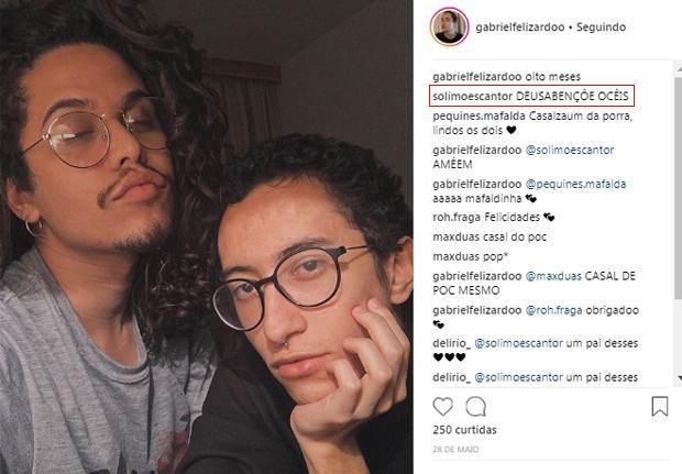 Comentários de Solimões na foto do filho, Gabriel (Foto: Reprodução/ Instagram) Comentários de Solimões na foto do filho, Gabriel (Foto: Reprodução/ Instagram)