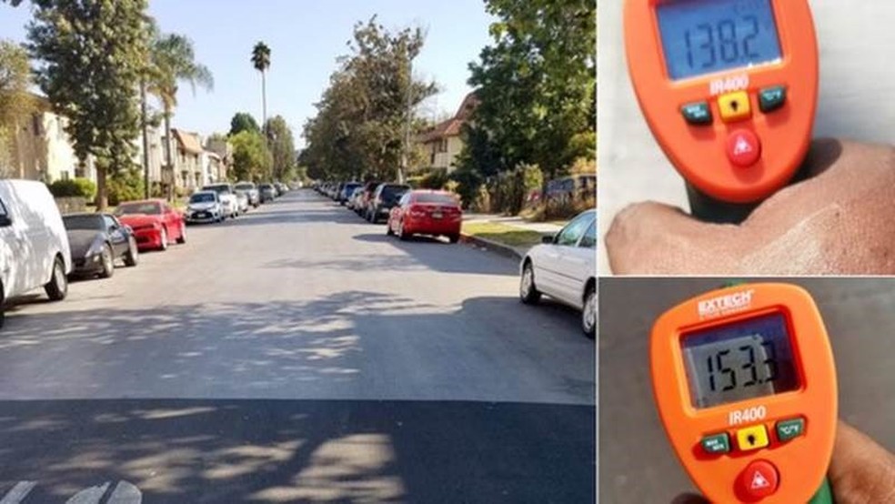 Especialistas supervisionam constantemente o efeito dessa nova cobertura e, no momento, confirmam que as temperaturas são inferiores nas ruas onde ela foi aplicada (Foto: Prefeitura de Los Angeles)