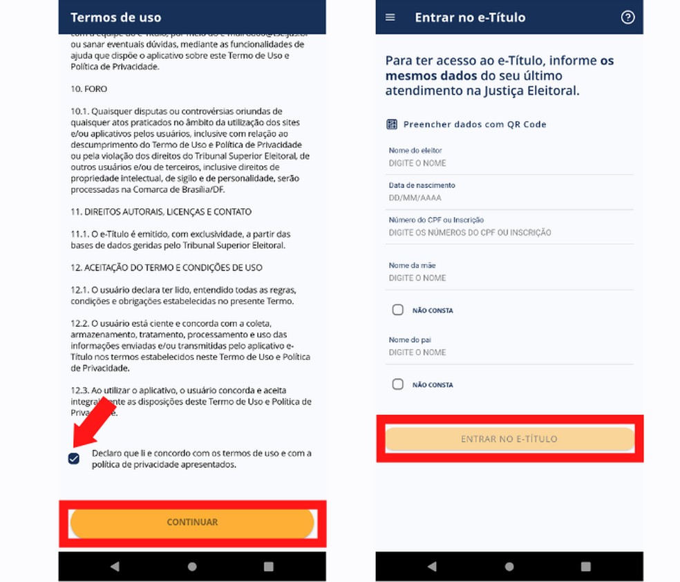 Para gerar a via digital do título de eleitor, é necessário preencher informações como “Nome”, “Data de Nascimento” e “CPF ou Número de Inscrição” — Foto: Reprodução/Mariana Tralback 