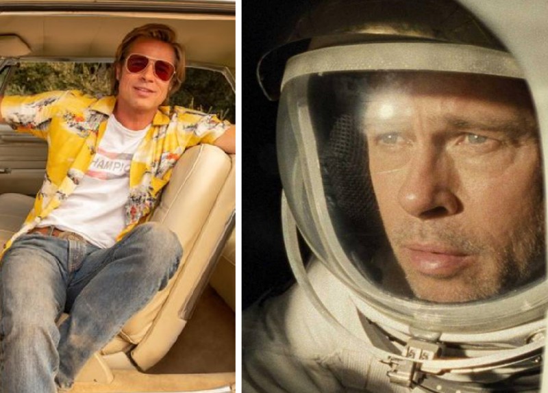 Brad Pitt em cena de Era Uma Vez em... Hollywood (2019) e Ad Astra (2019) (Foto: Reprodução)