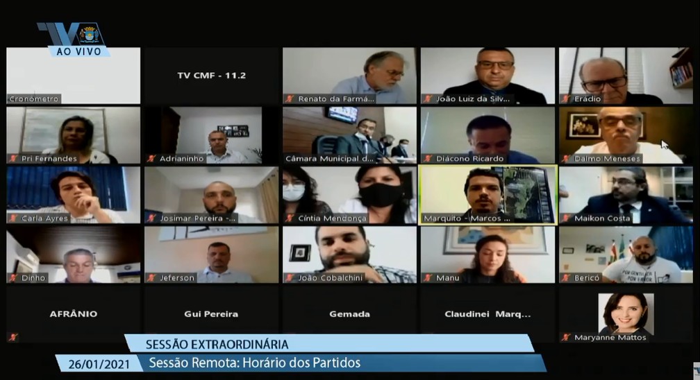 Começa a votação do 'pacotão' de projetos na Câmara de Florianópolis — Foto: Câmara de Vereadores de Florianópolis/Reprodução