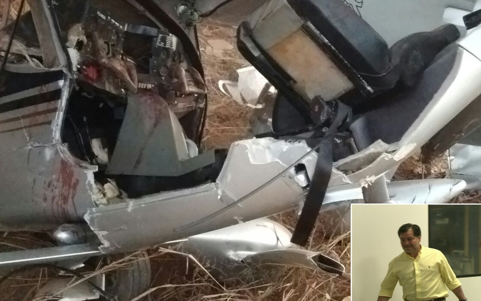  Avião pilotado por ex-senador boliviano Roger Pinto Molina cai em Luziânia, Goiás (Foto: Divulgação/Corpo de Bombeiros)