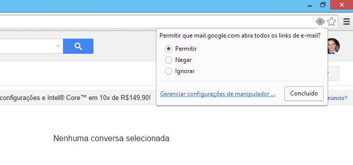 Definindo o Gmail como cliente padrão (Foto: Reprodução/Helito Bijora)