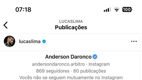 Lucas Lima, do Santos, cobra Daronco em rede social após cartão
