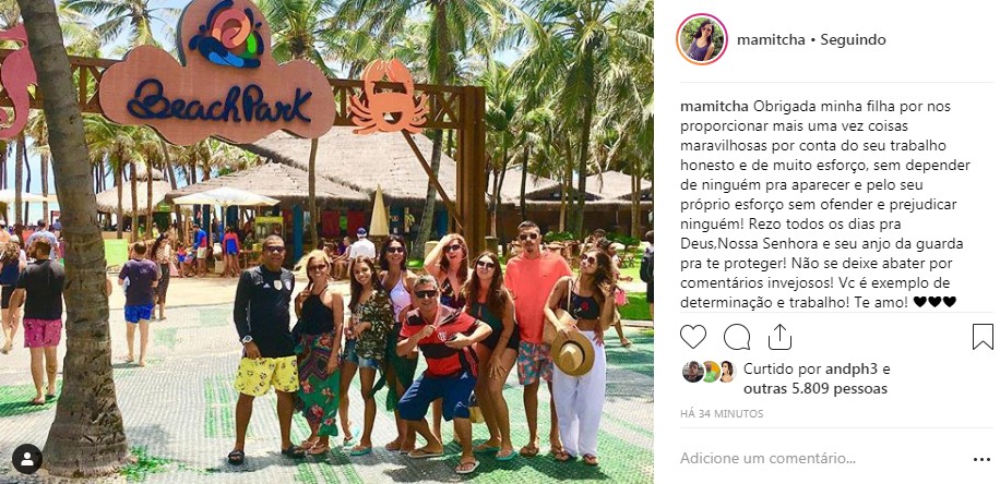 Publicação de Miriam Macedo para Anitta (Foto: Reprodução/Instagram)