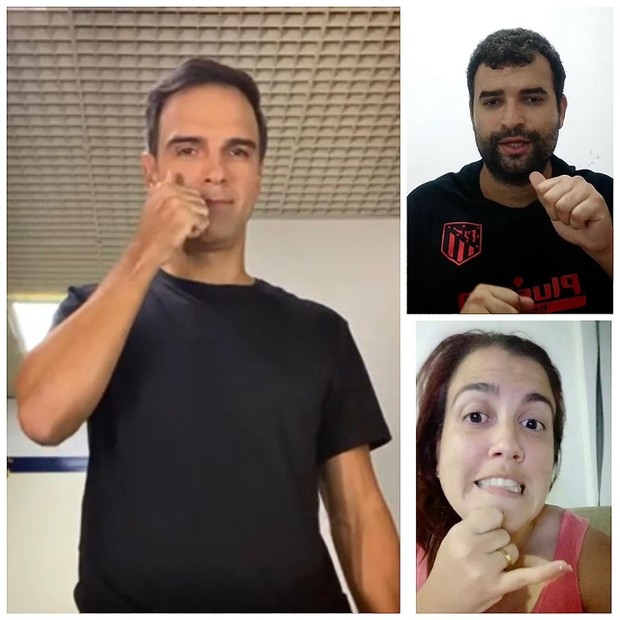 Tadeu Schmidt agradece Bruna Vianna e Luis Felipe Ramos por ensiná-lo no discurso em Libras para Jessi no BBB22 (Foto: Reprodução/Instagram)