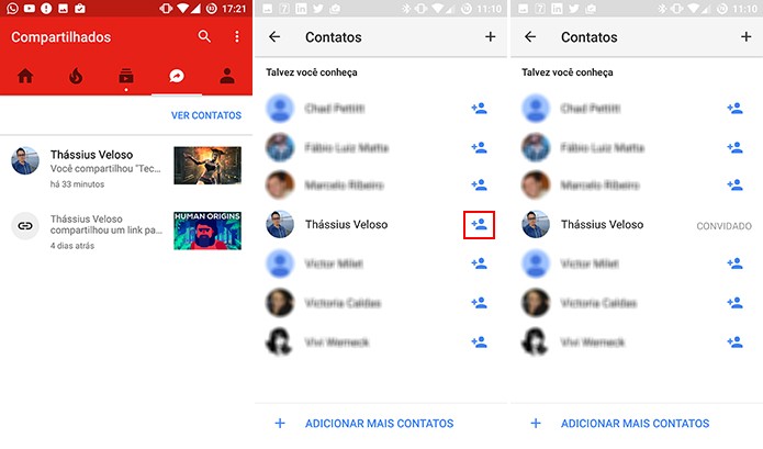 YouTube agora permite que usuário adicione amigos no app para Android e iOS (Foto: Reprodução/Elson de Souza)