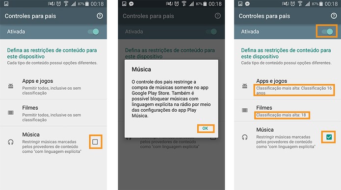 Restrições para as músicas na Google Play Store pelo Android (Foto: Reprodução/Barbara Mannara)