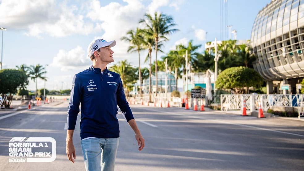 George Russell, da Williams, visitou instalações do futuro Autódromo Internacional de Miami, palco do GP de Miami da F1 — Foto: Divulgação