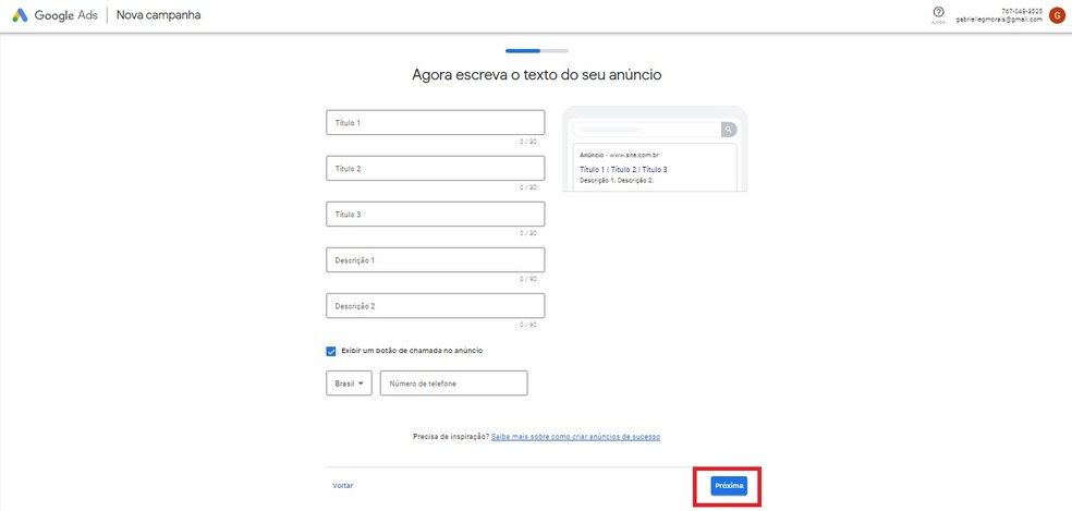 Crie um anúncio para vender mais com o Google Ads — Foto: Reprodução/Gabrielle Garcia