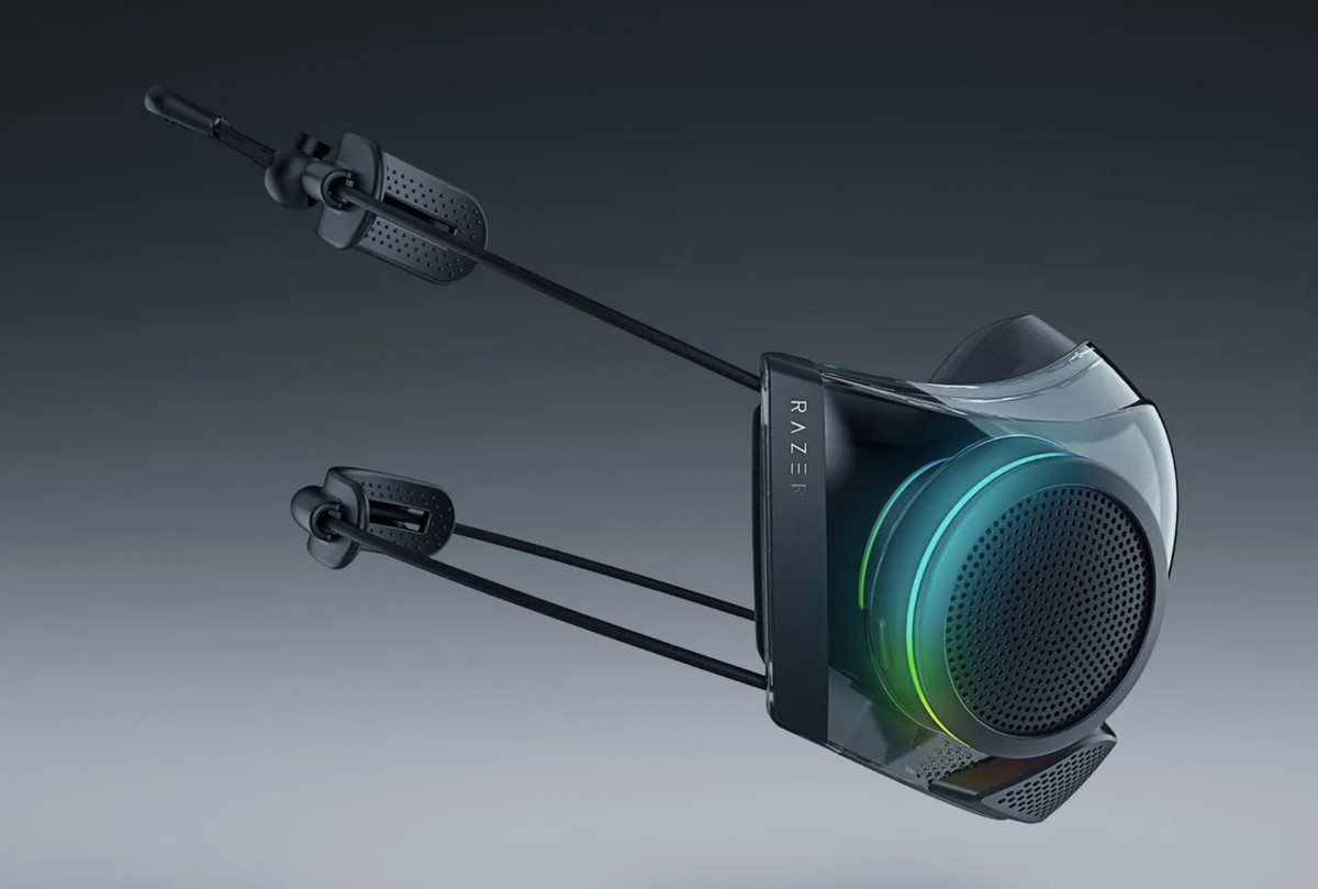 Máscara futurista da Razer amplifica a voz de usuário